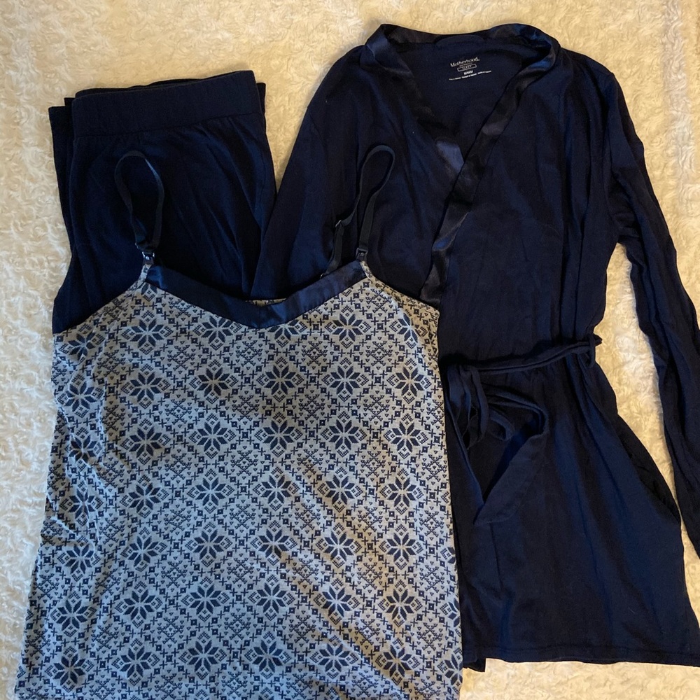 3 piece maternity/nursing  pajama set. Medium.